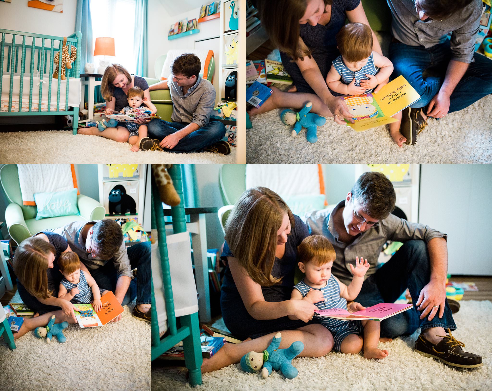 Photo of family reading in their home in pittsburgh