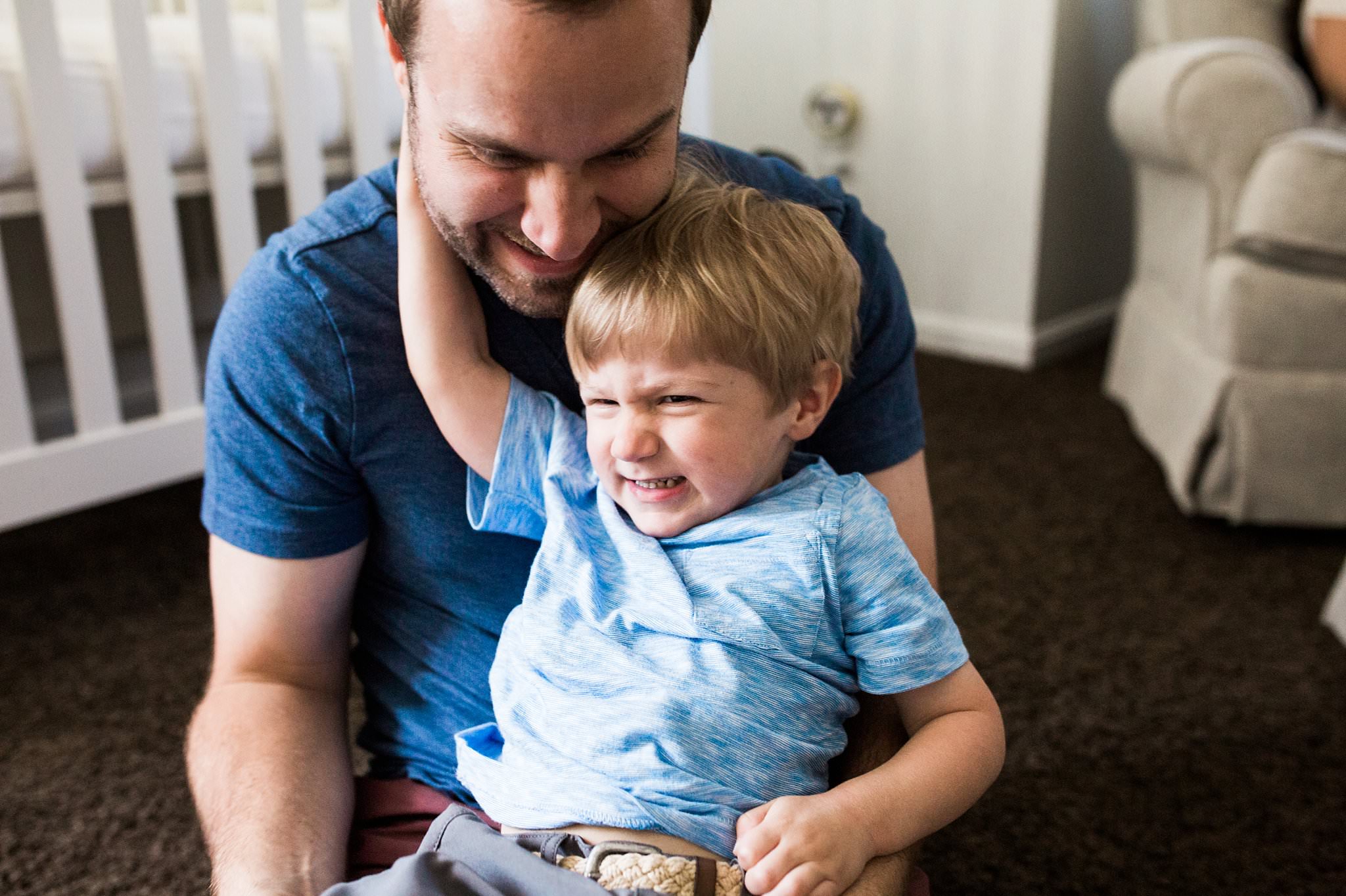 father and son in home photo