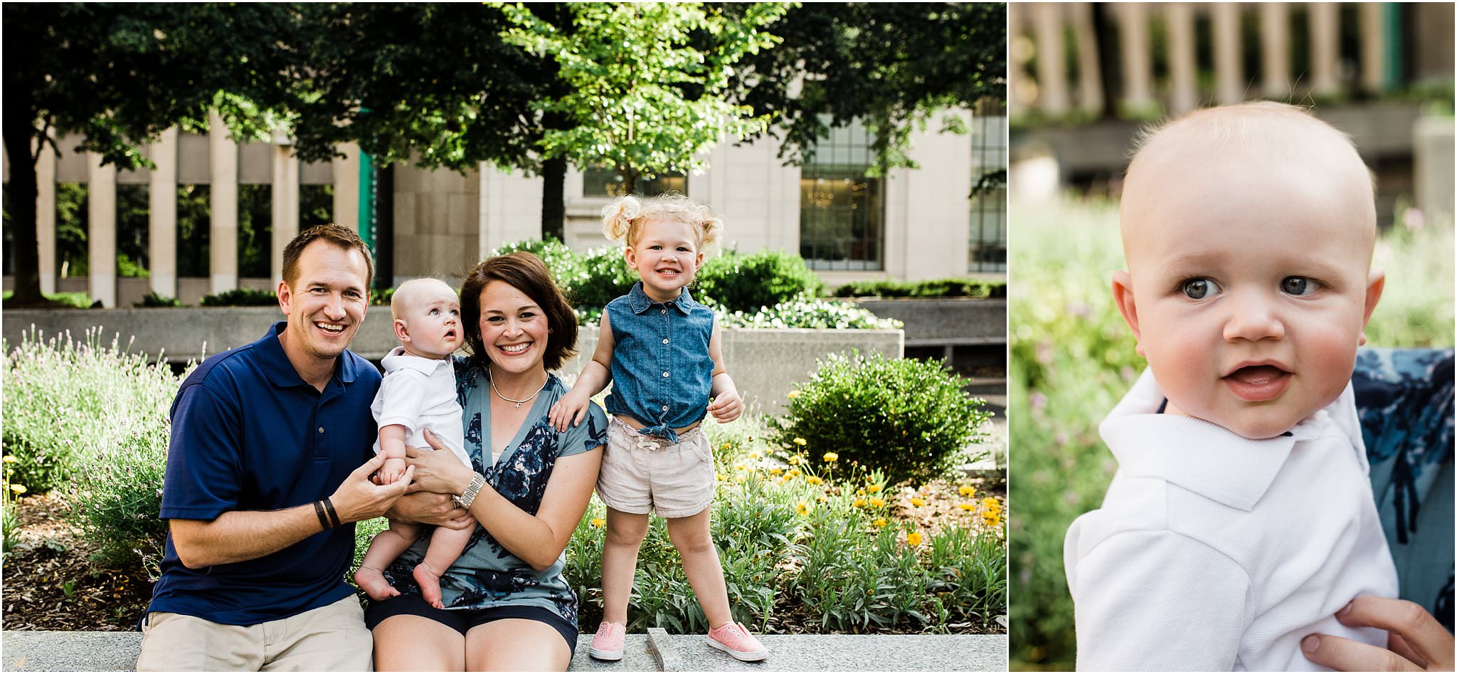 6 month family photo session in Downtown Pittsburgh