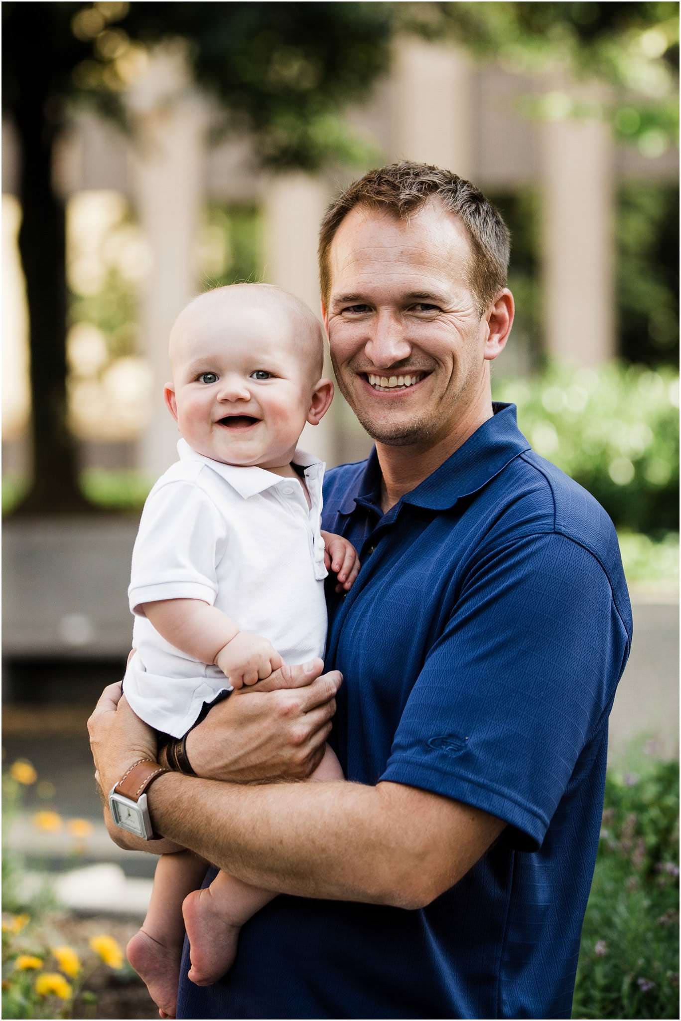 father and son photograph in downtown Pittsburgh