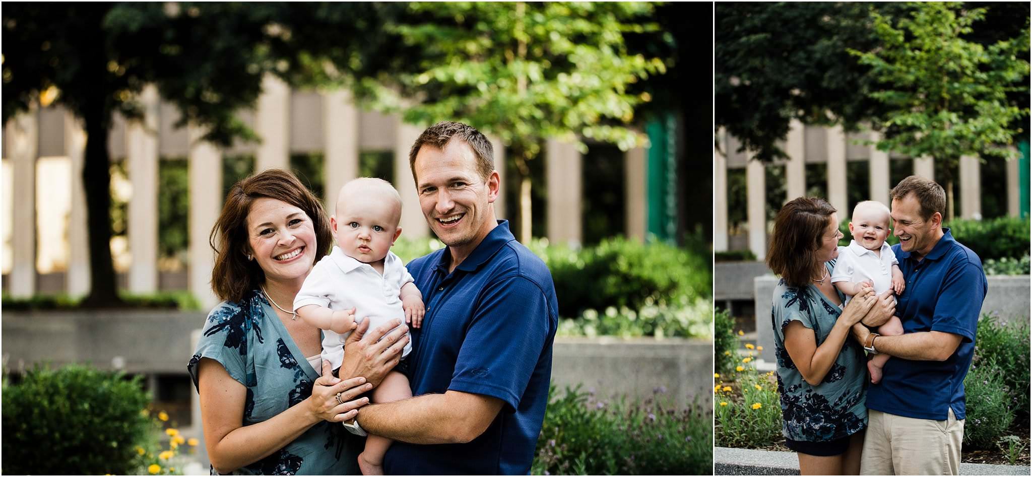 parents and 6 month old photos downtown Pittsburgh