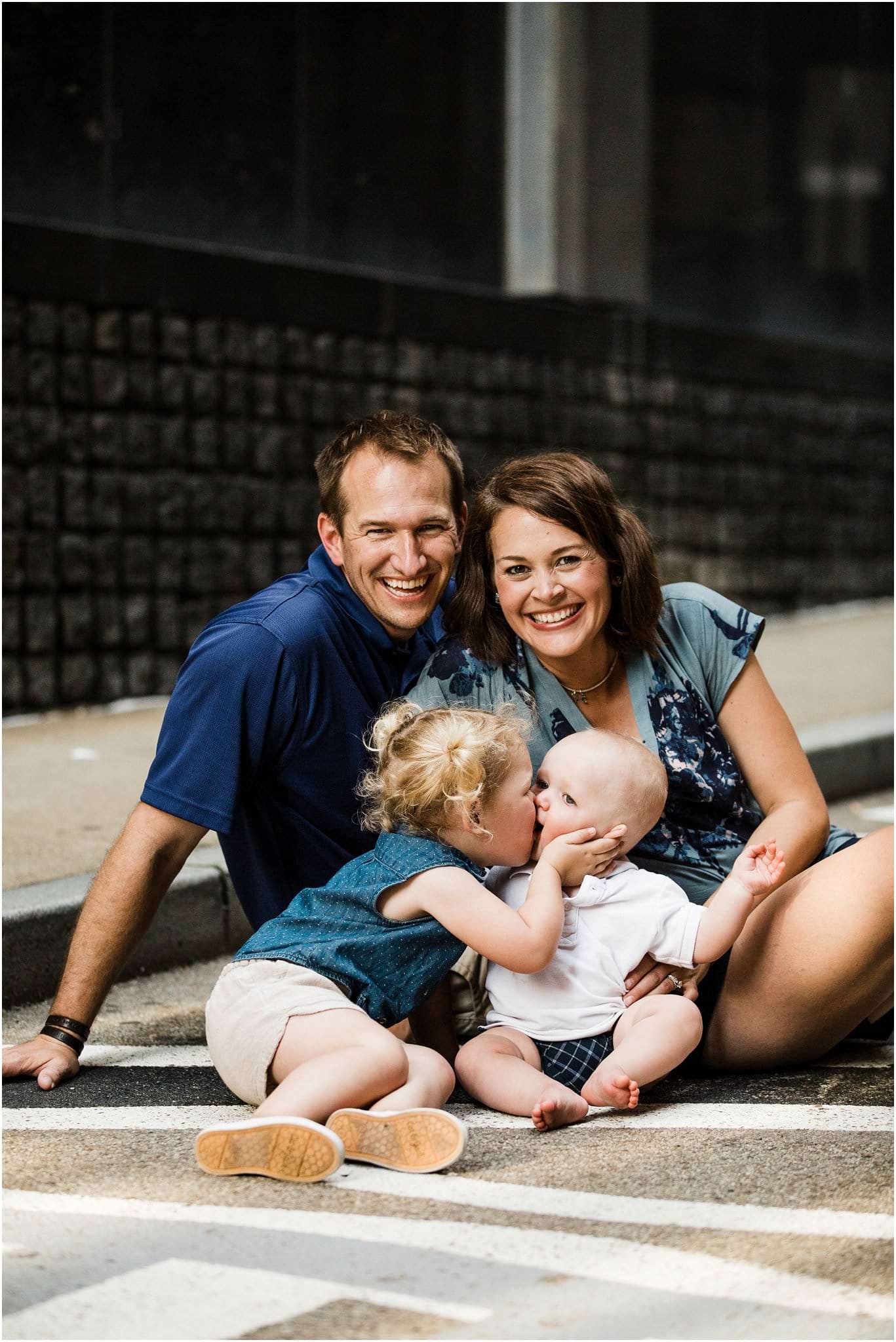 family photo on Strawberry Way in Downtown Pittsburgh