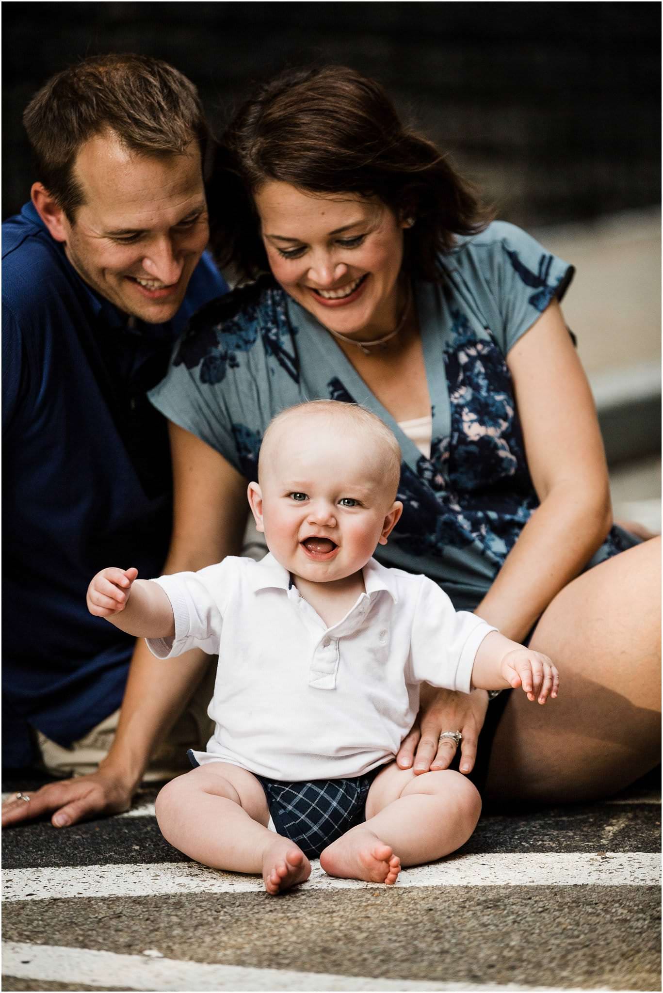 family photo on Strawberry Way in Downtown Pittsburgh