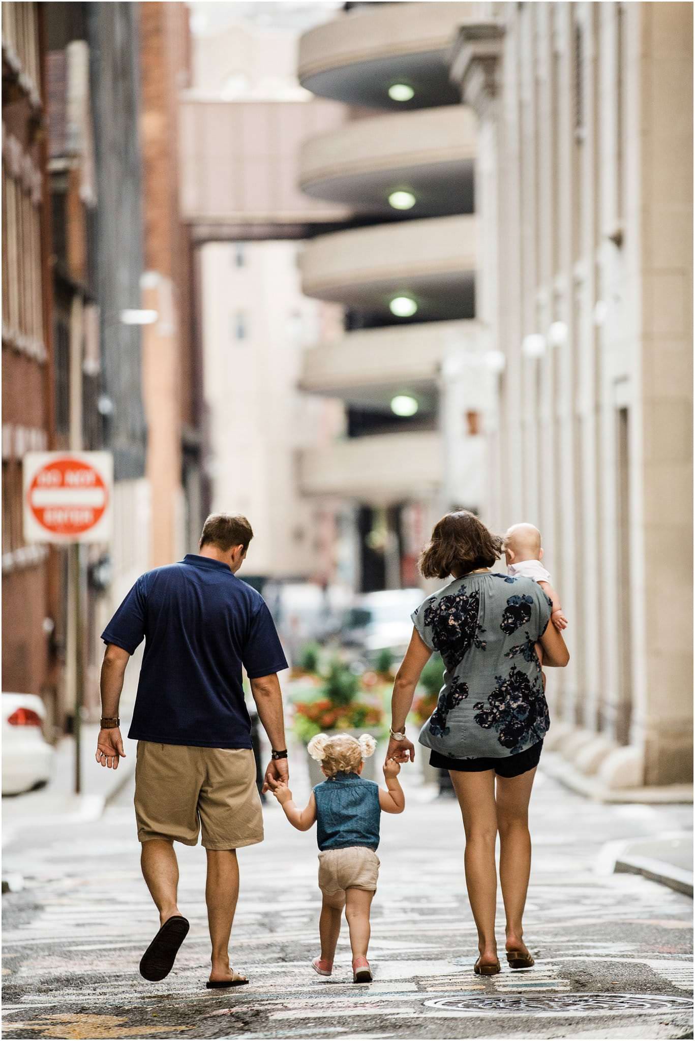 family photo on Strawberry Way in Downtown Pittsburgh