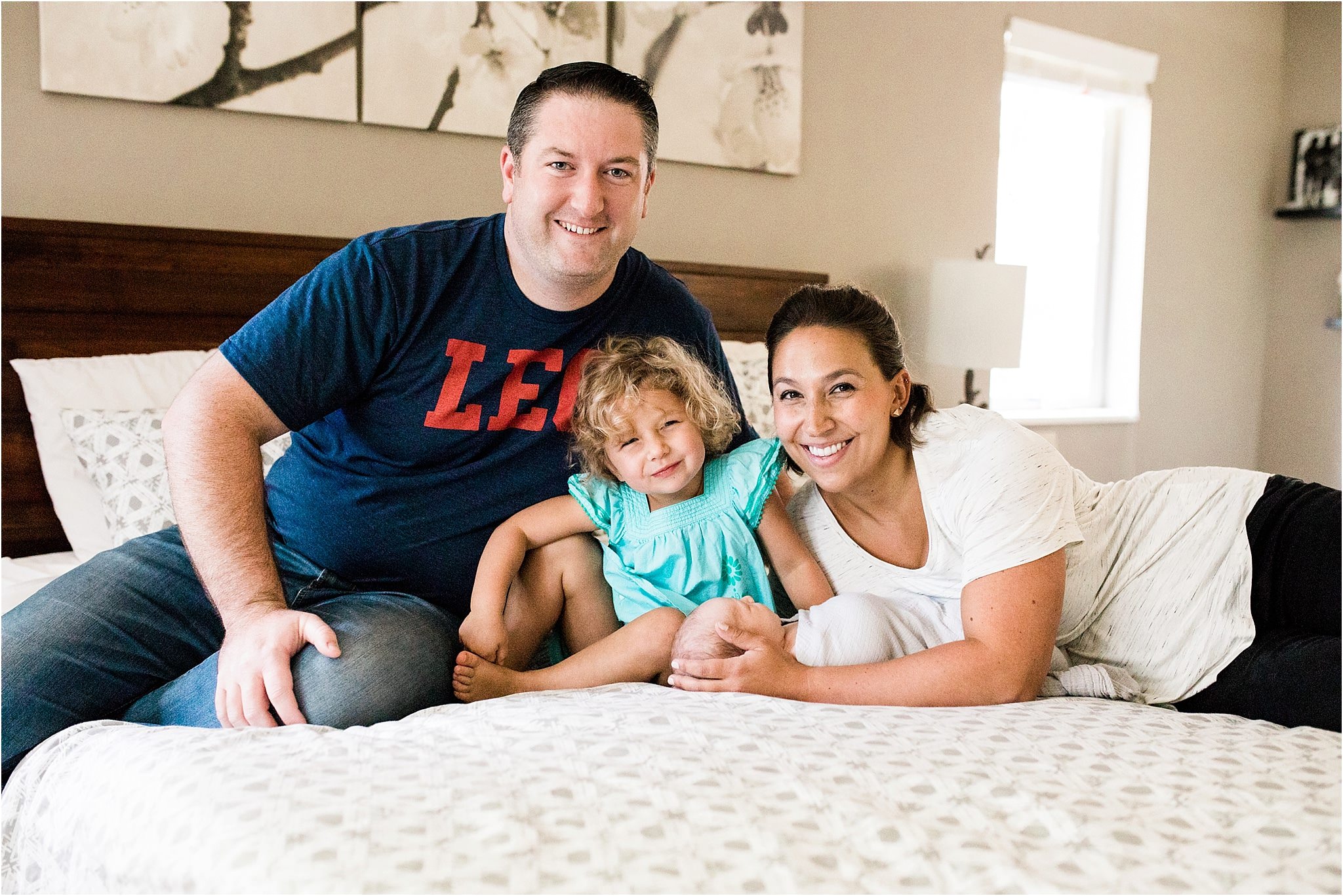 family photos with newborn baby at home