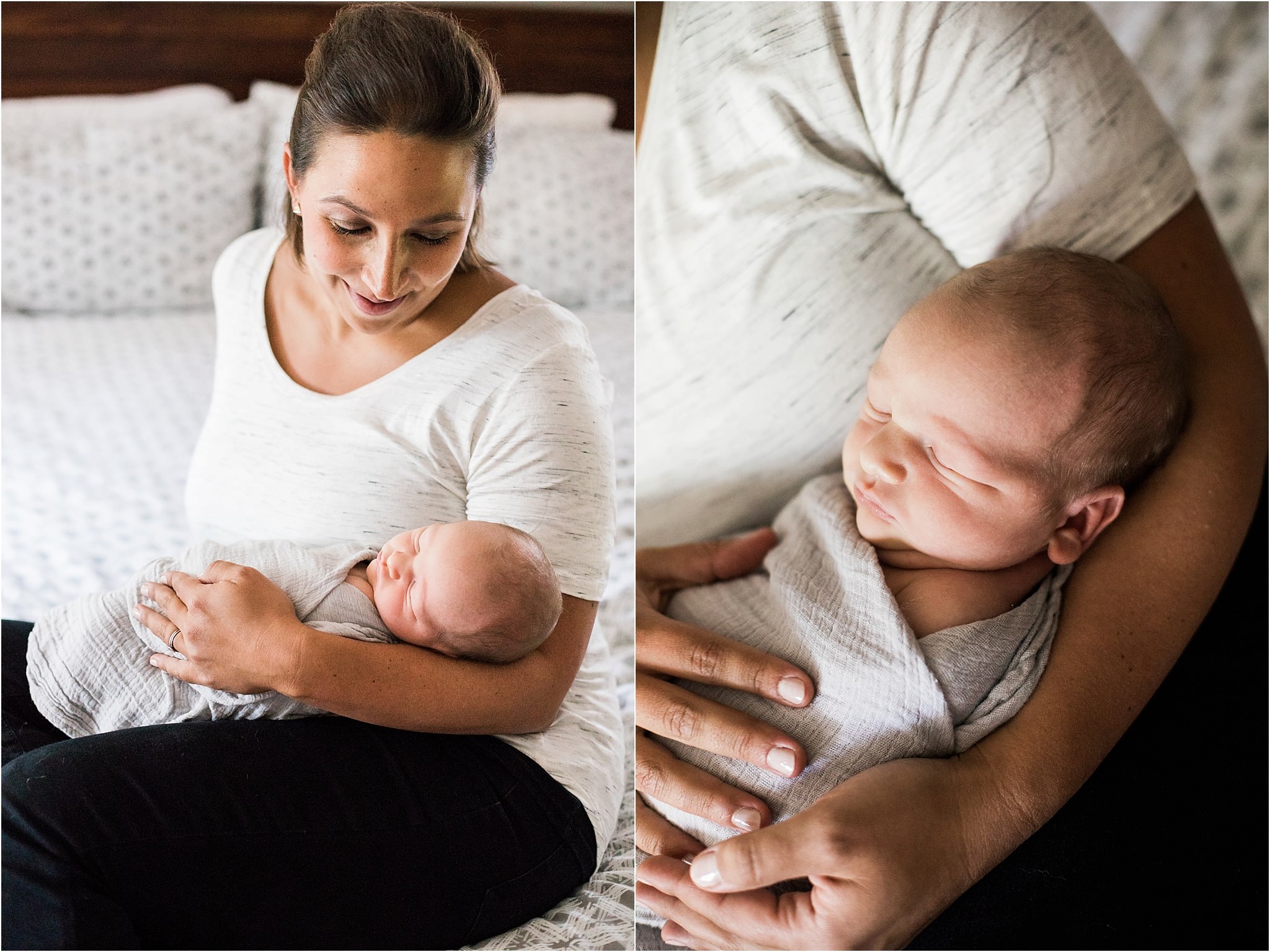 mother holding newborn baby boy