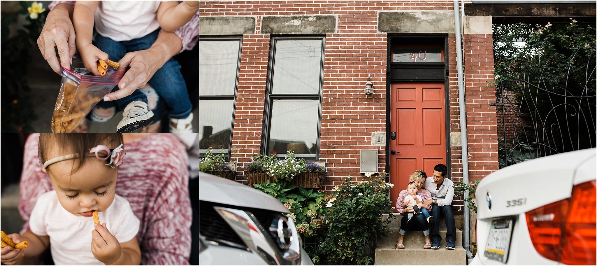 front stoop snack break during photo session