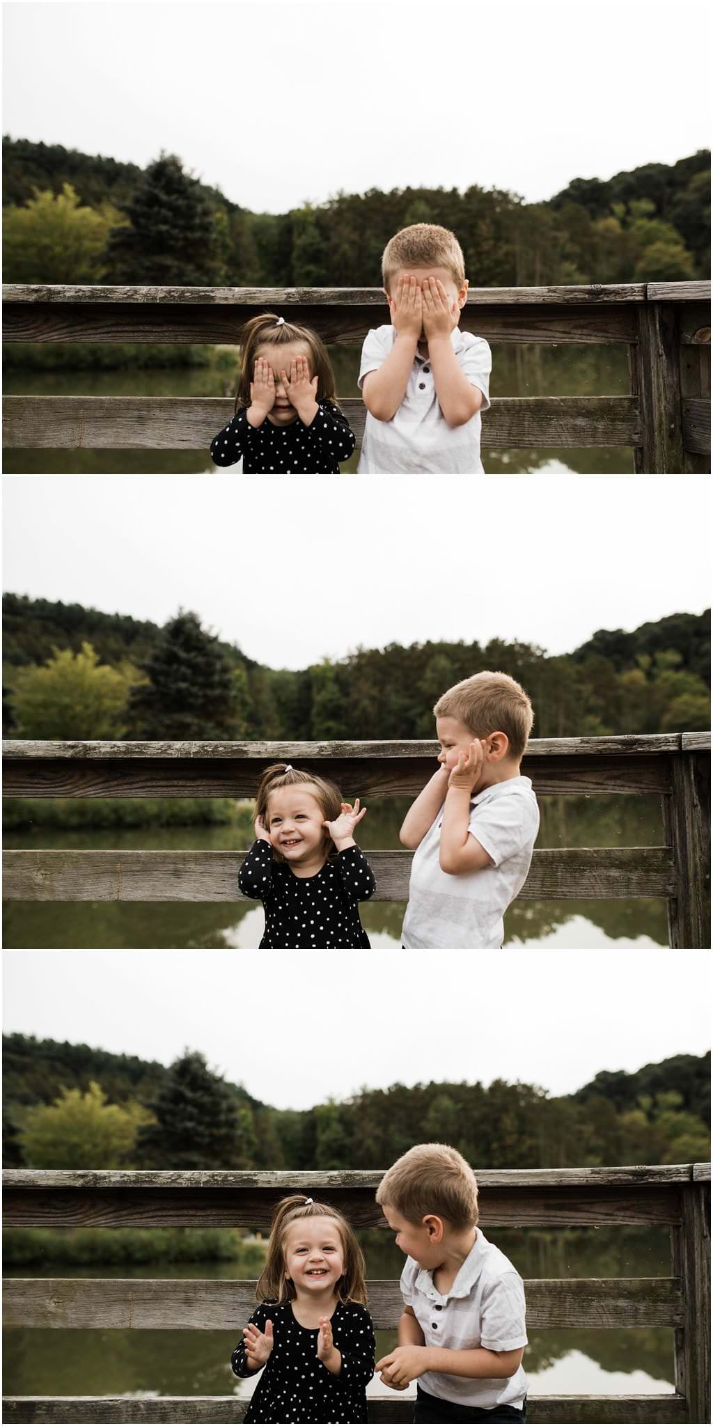 photos of siblings playing peek-a-boo