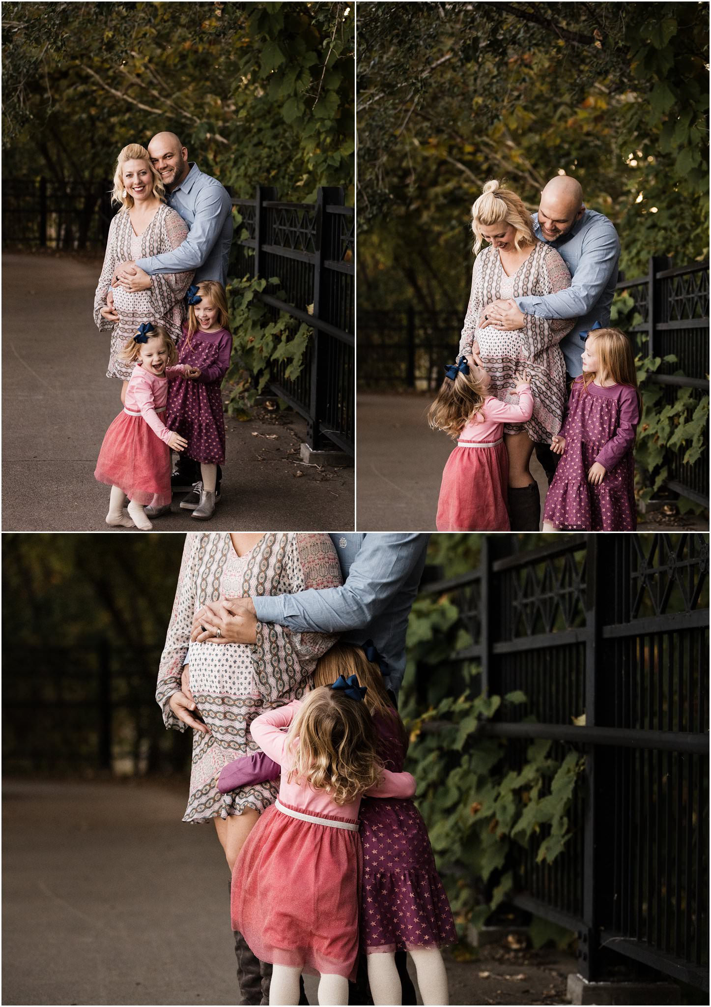 family maternity photos at washington's landing pittsburgh