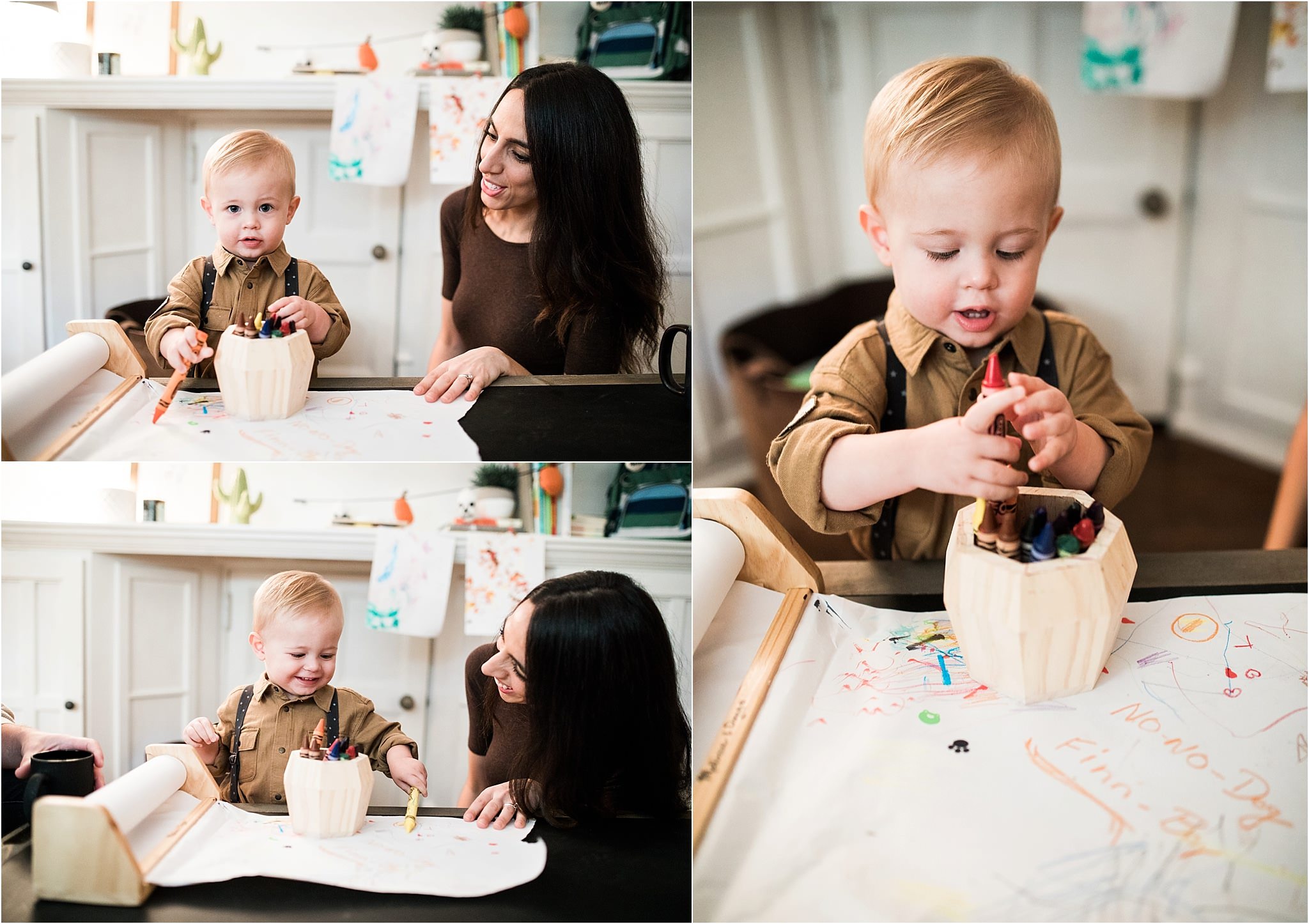 Parents coloring at home with child