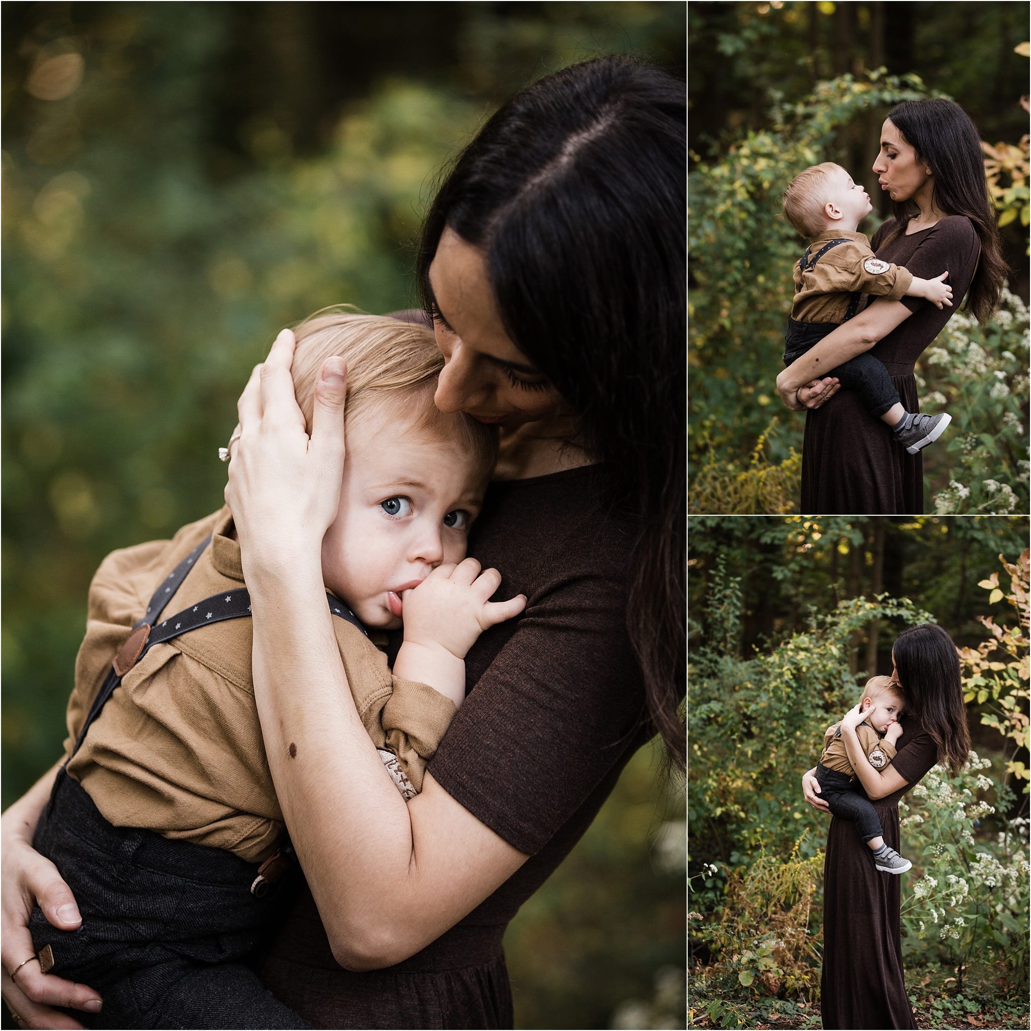 mother holding and kissing toddler boy