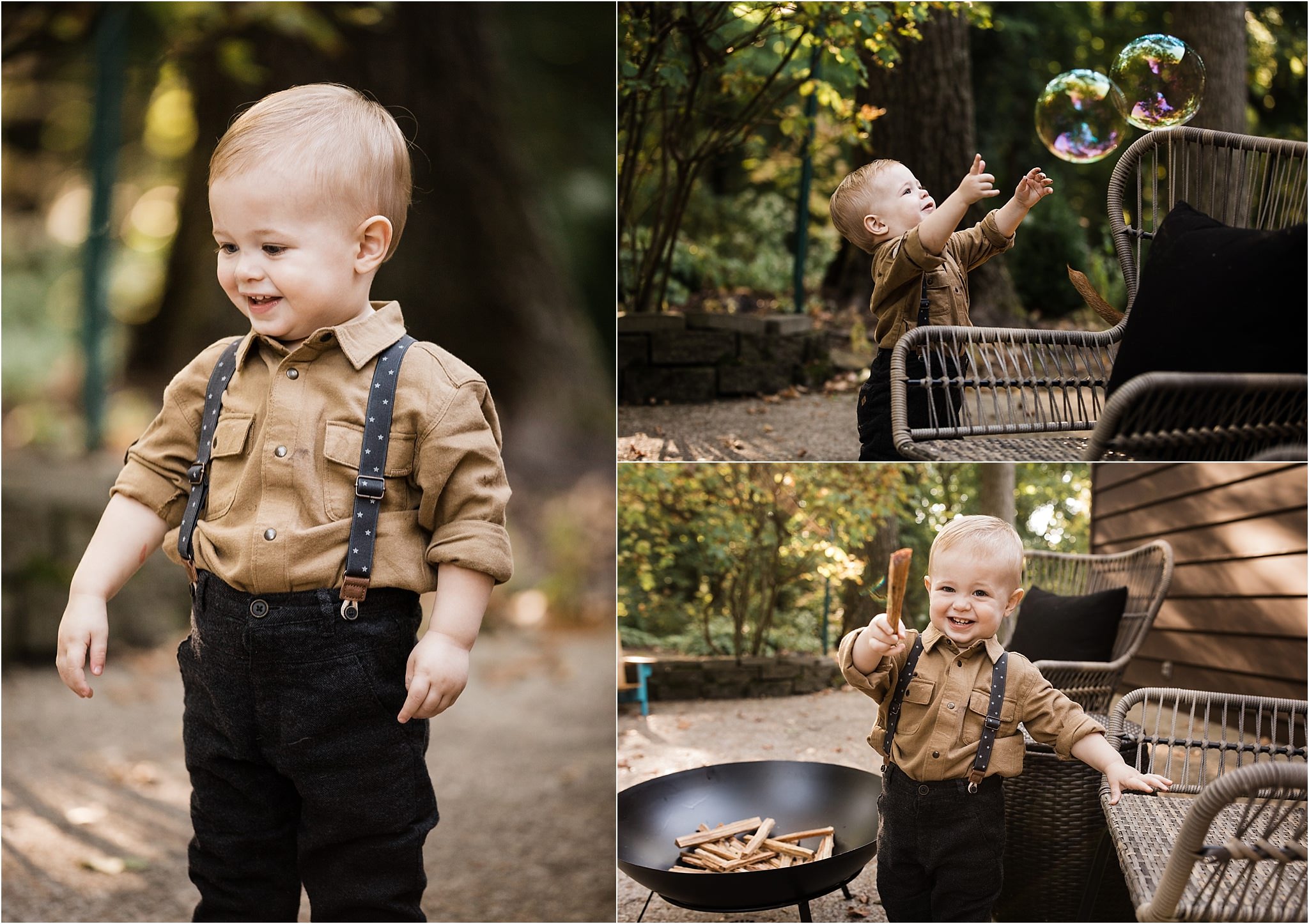 photos of one year old boy playing in the yard