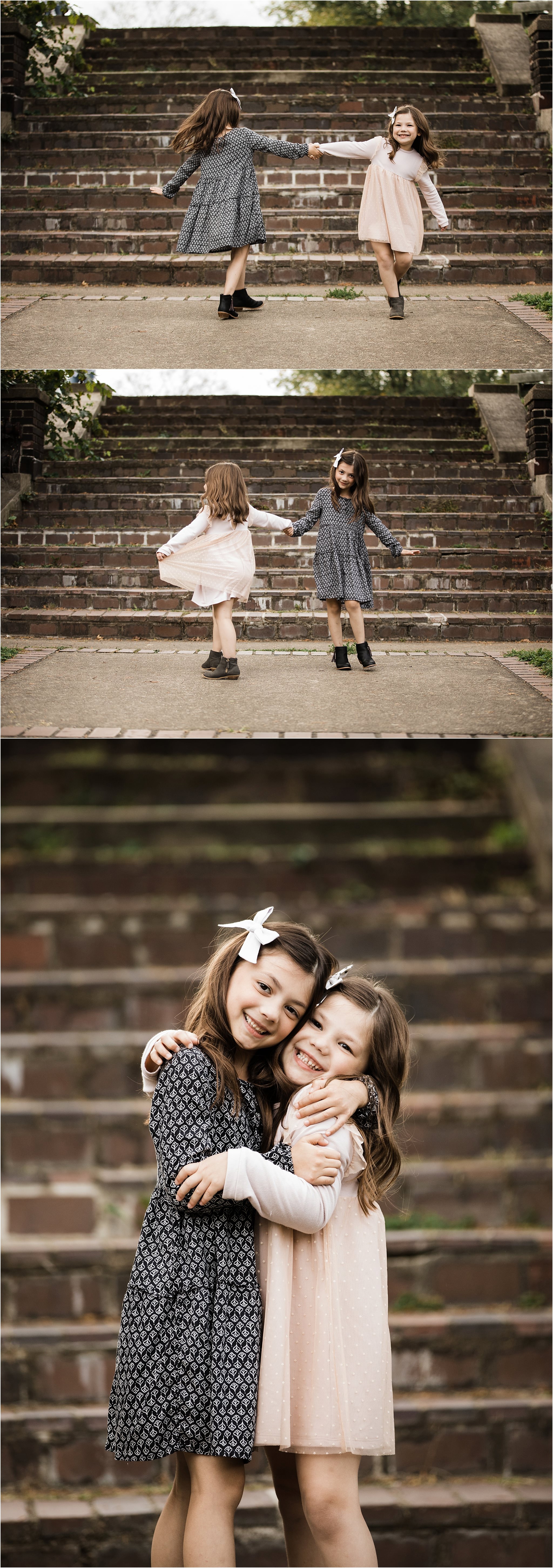 photo of sisters dancing and hugging