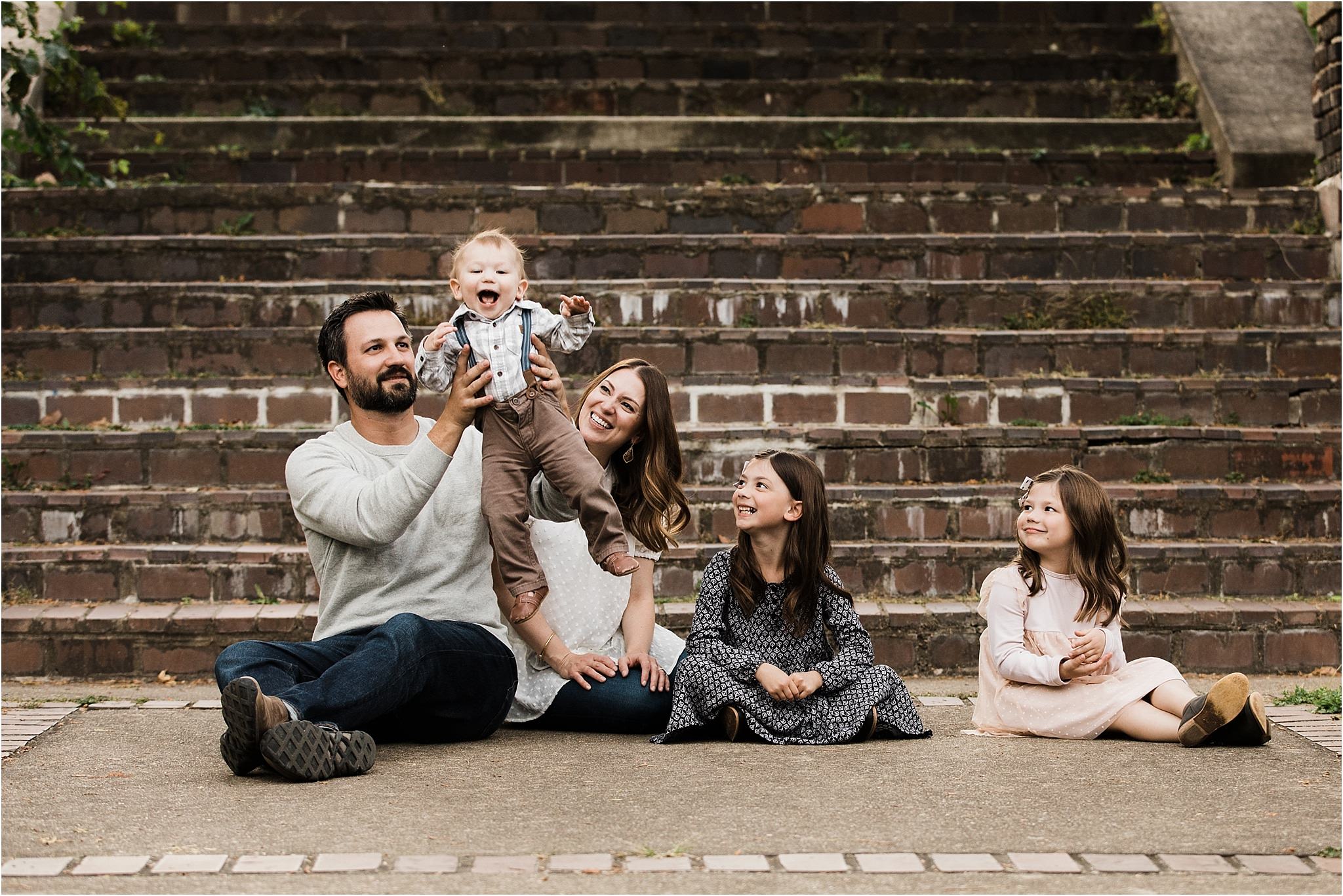 fun family of five portrait