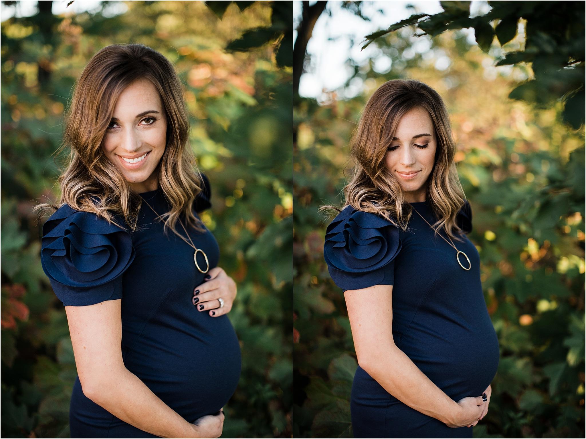beautiful mother wearing pea in the pod maternity dress