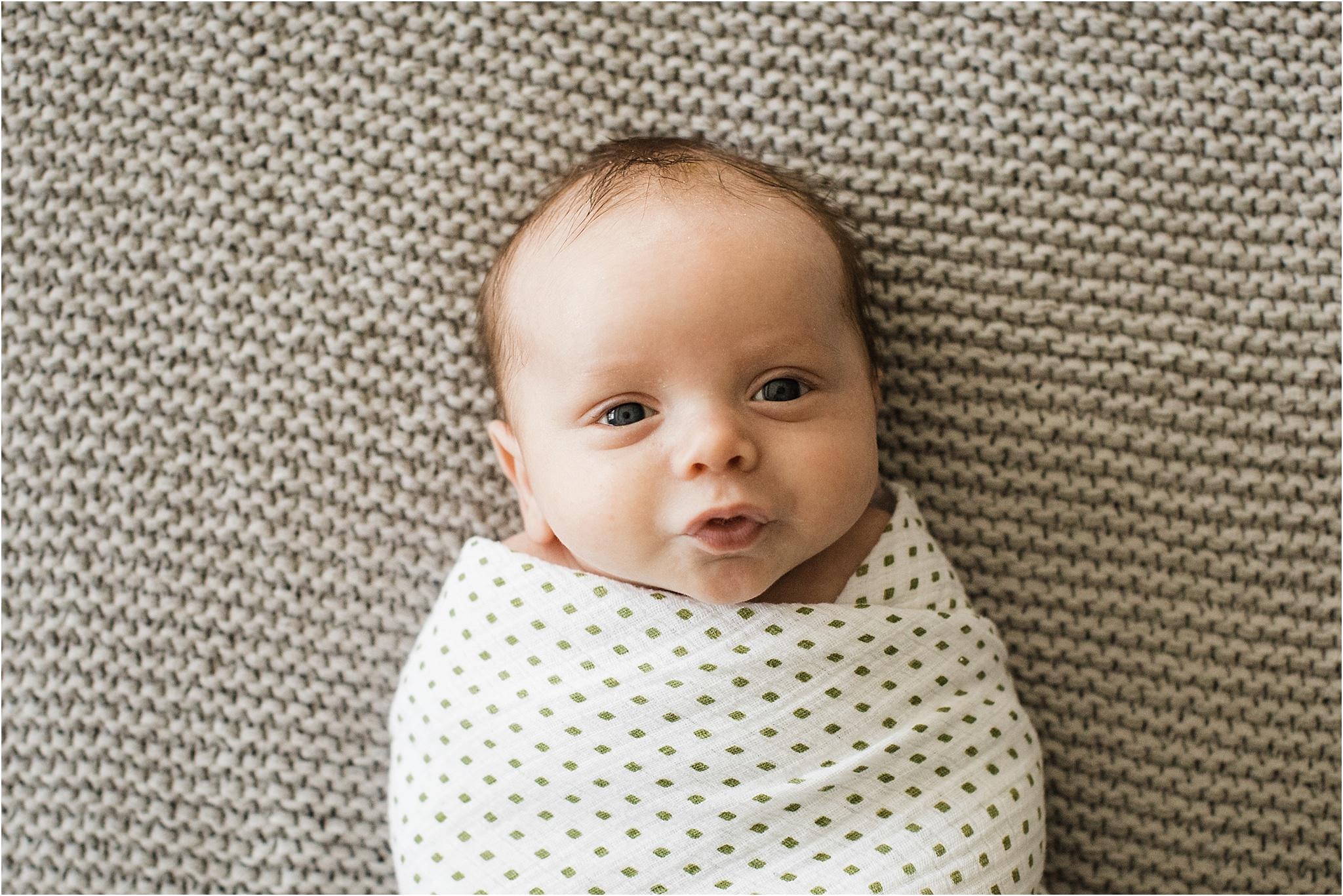 swaddled baby portrait