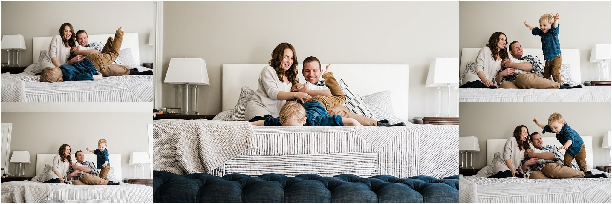 older sibling being silly during home newborn session