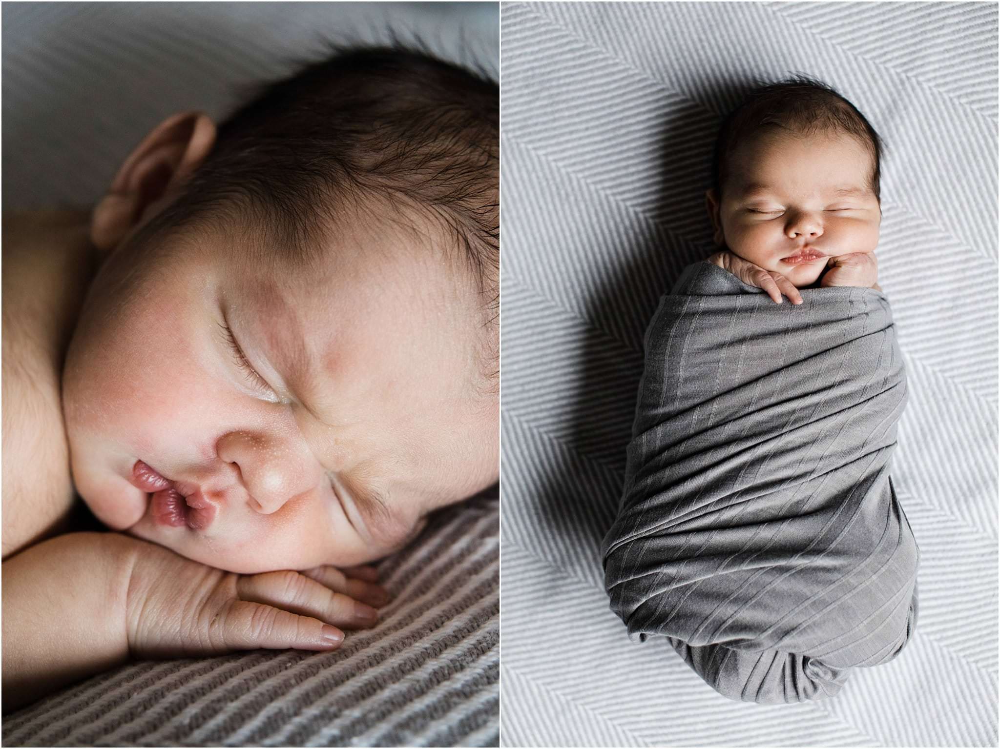 swaddled newborn baby boy