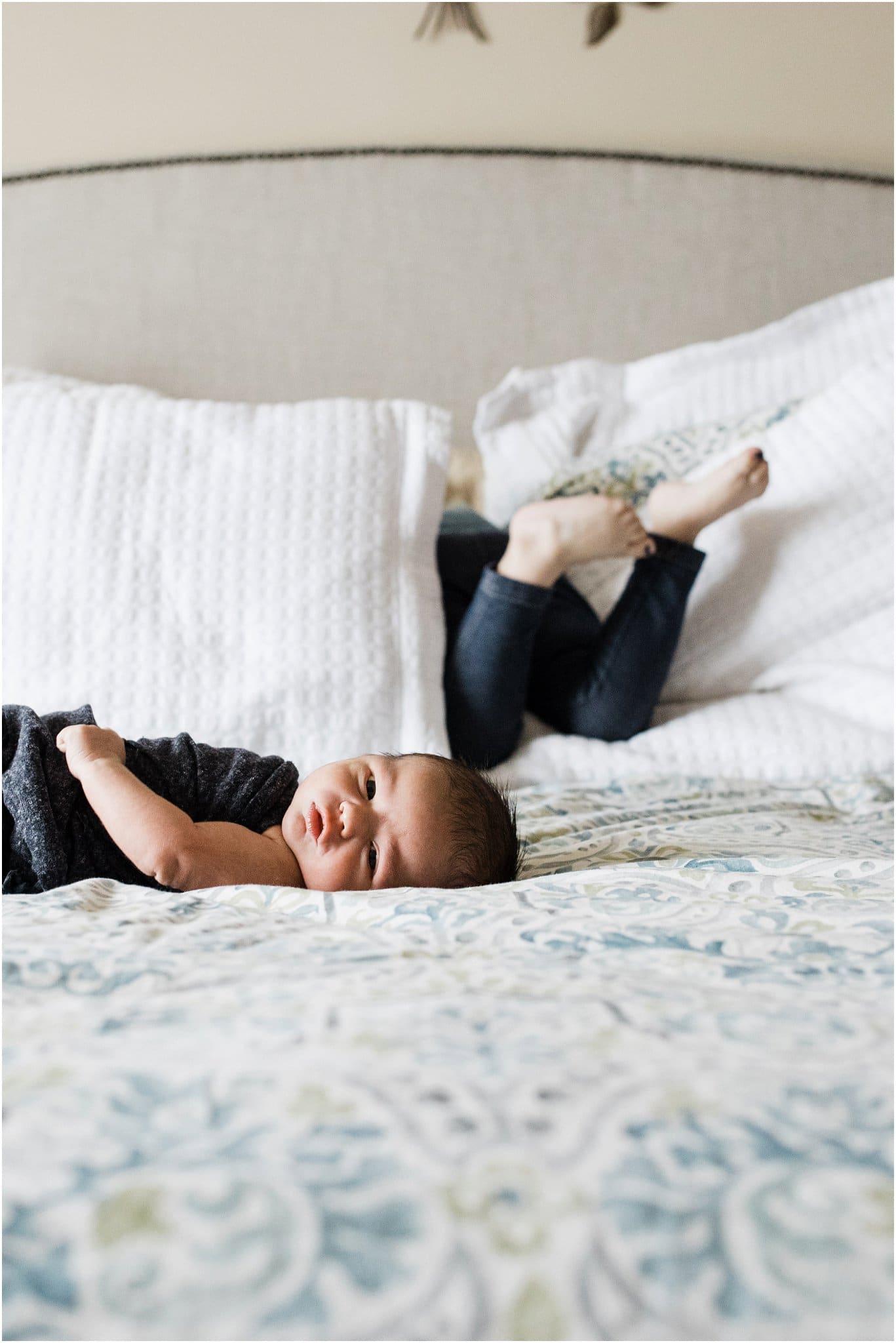 authentic sibling photo at in home newborn session