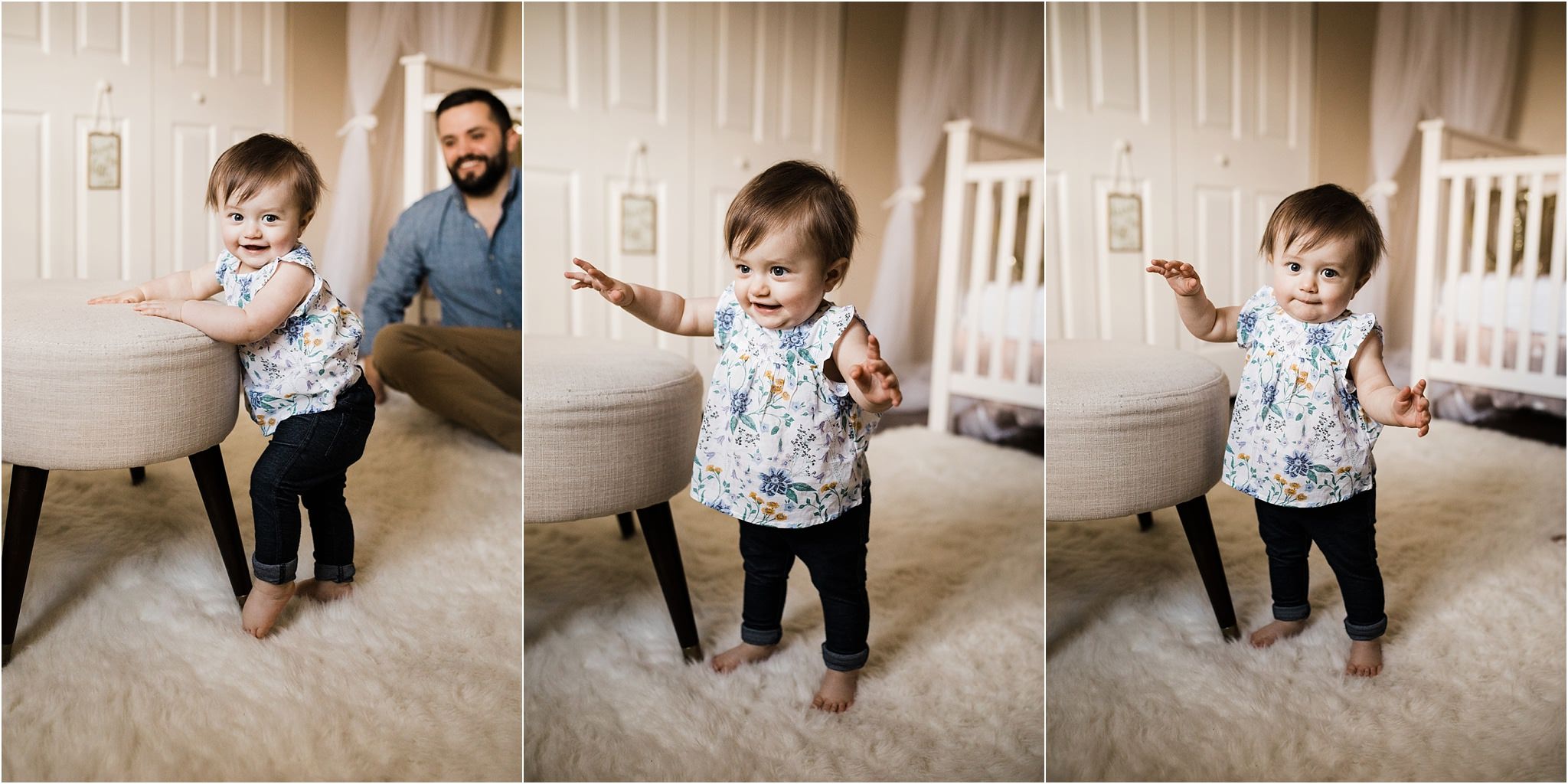 ONE YEAR OLD GIRL STANDING PHOTOS IN NURSERY