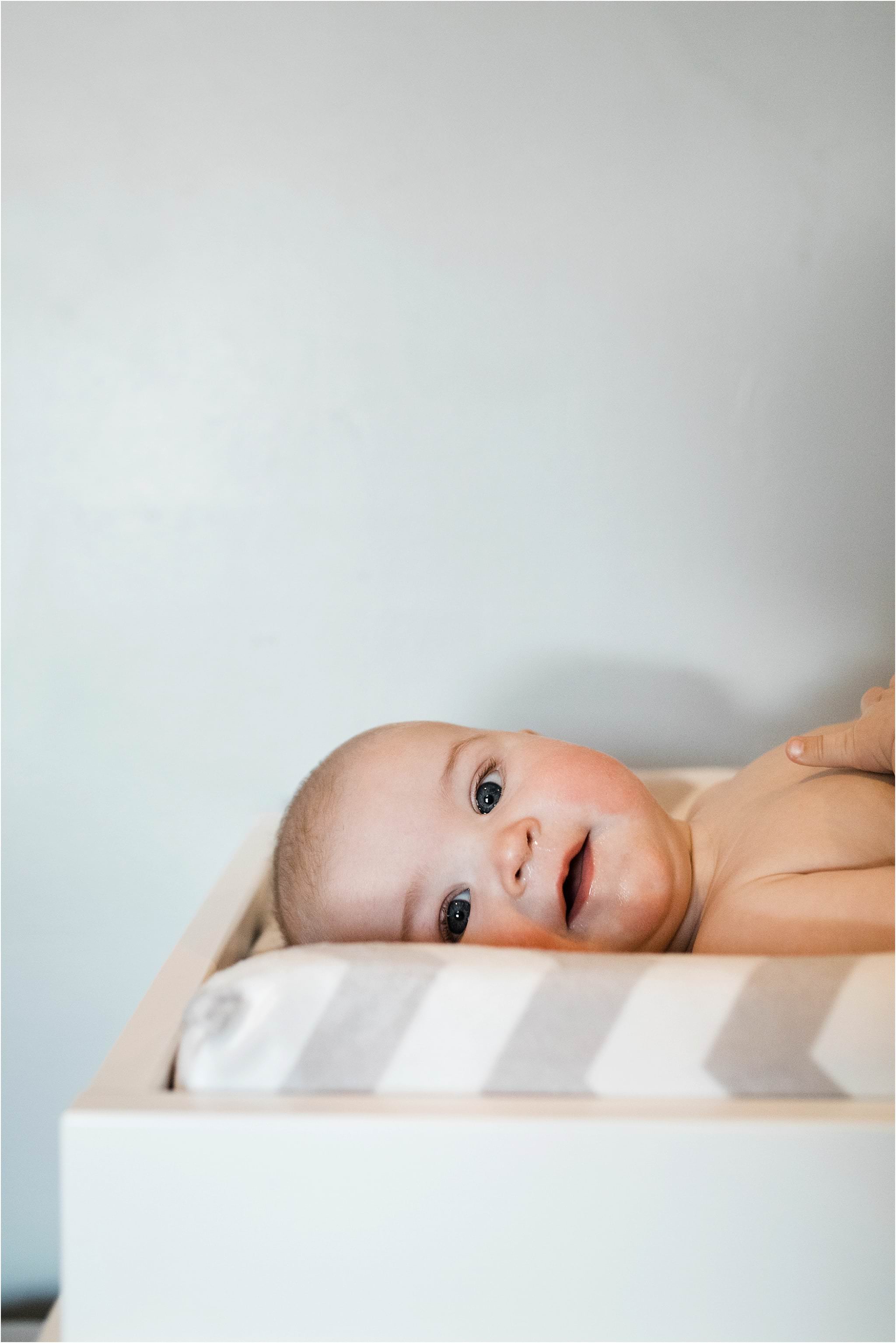 6 month old baby on changing table
