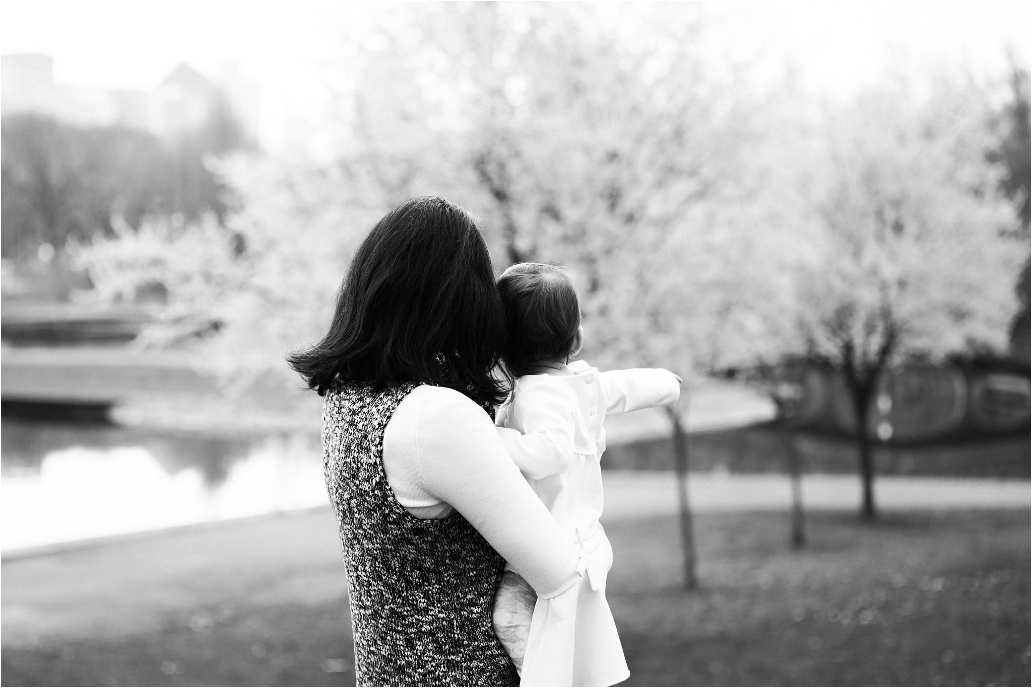 Mother and Daughter looking toward lake