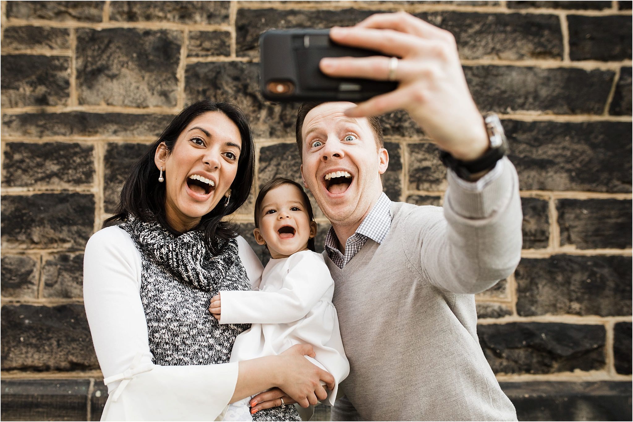 FAMILY SELFIE during photo session in Mexican War Streets Pittsburgh