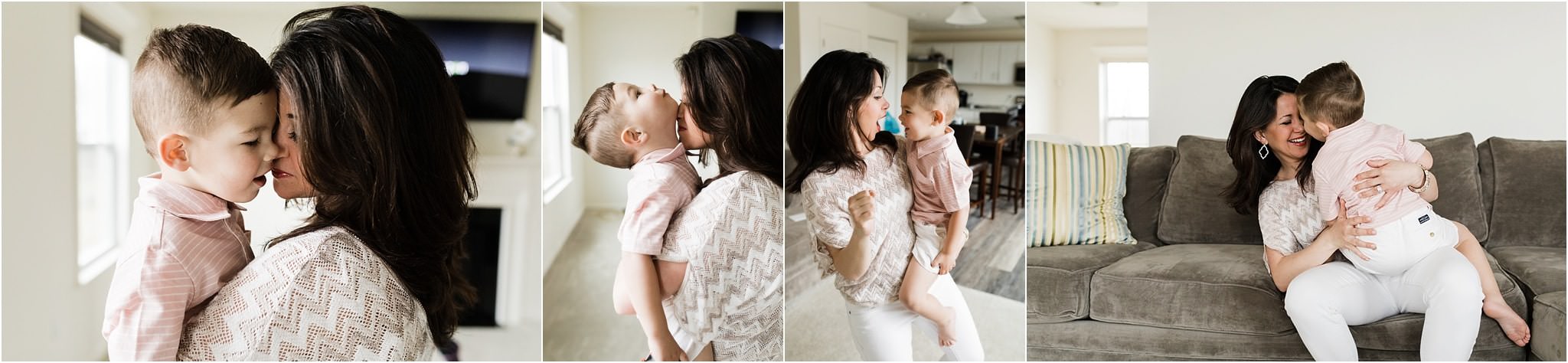 mother dancing hold and being silly with toddler son