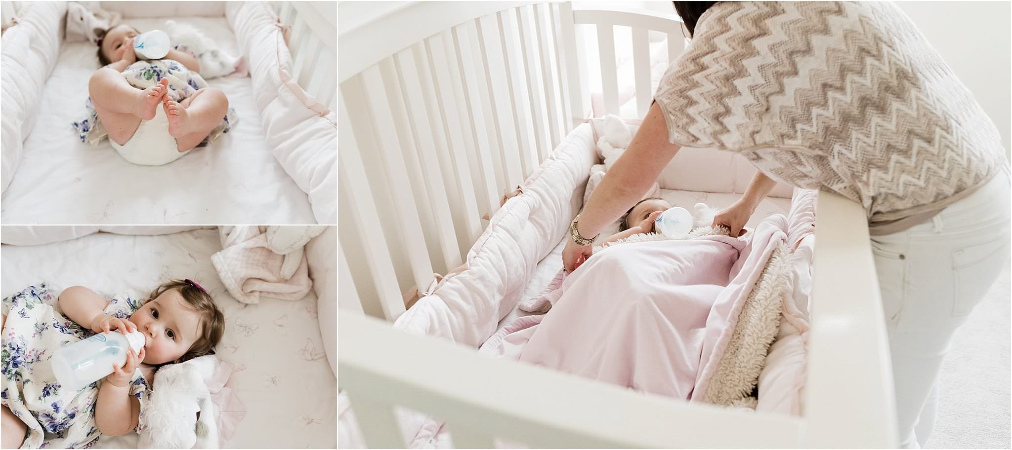 mother putting daughter down for afternoon nap