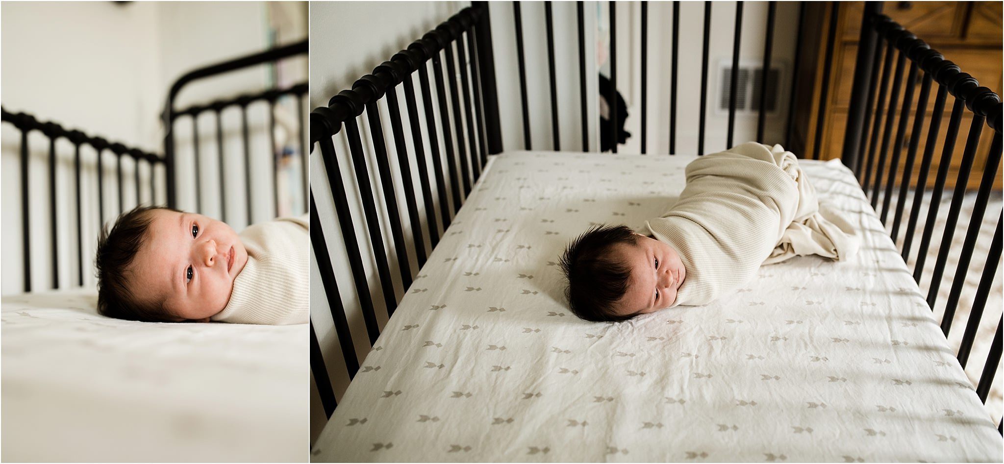 newborn photos in crib