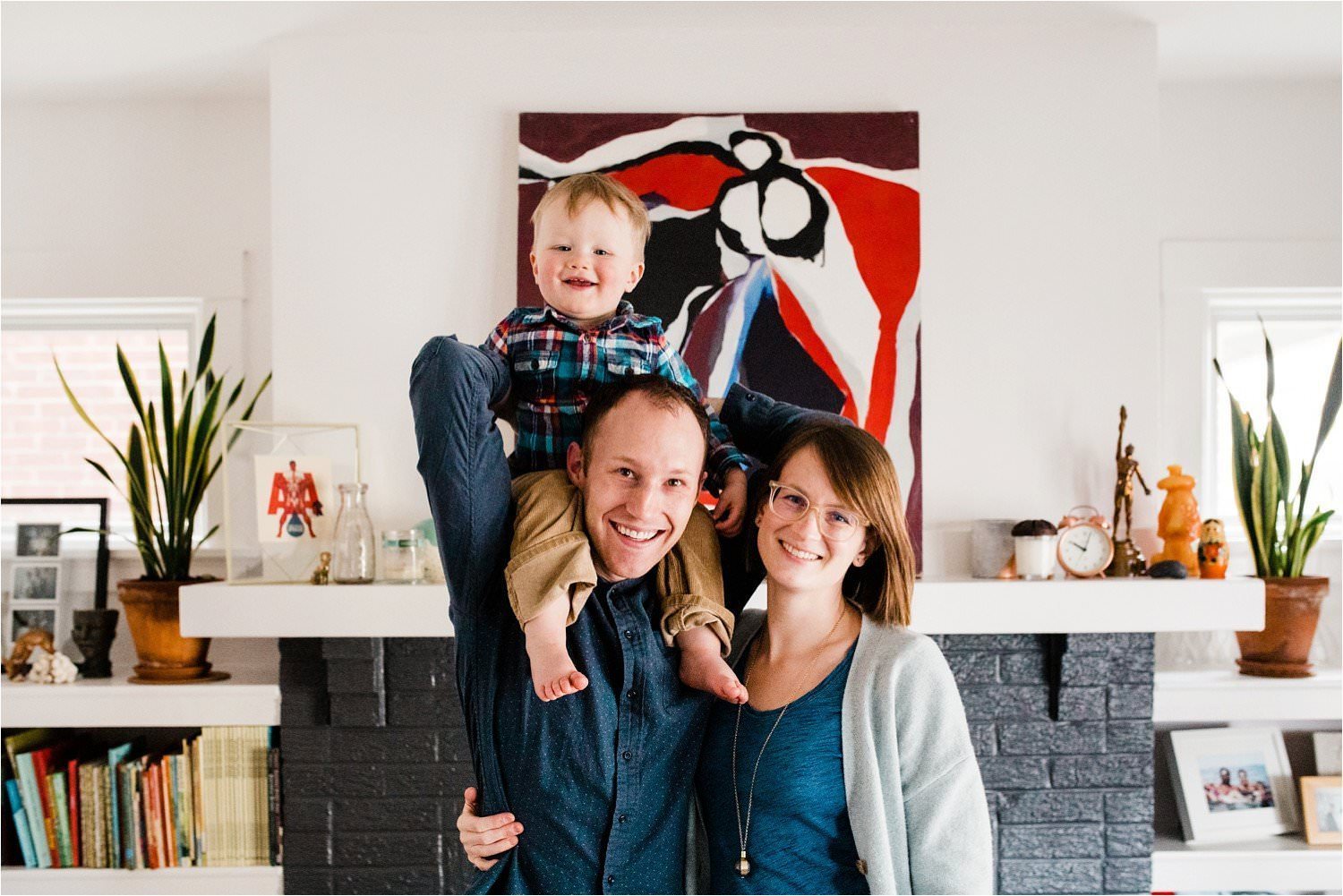 lifestyle family portrait in living room