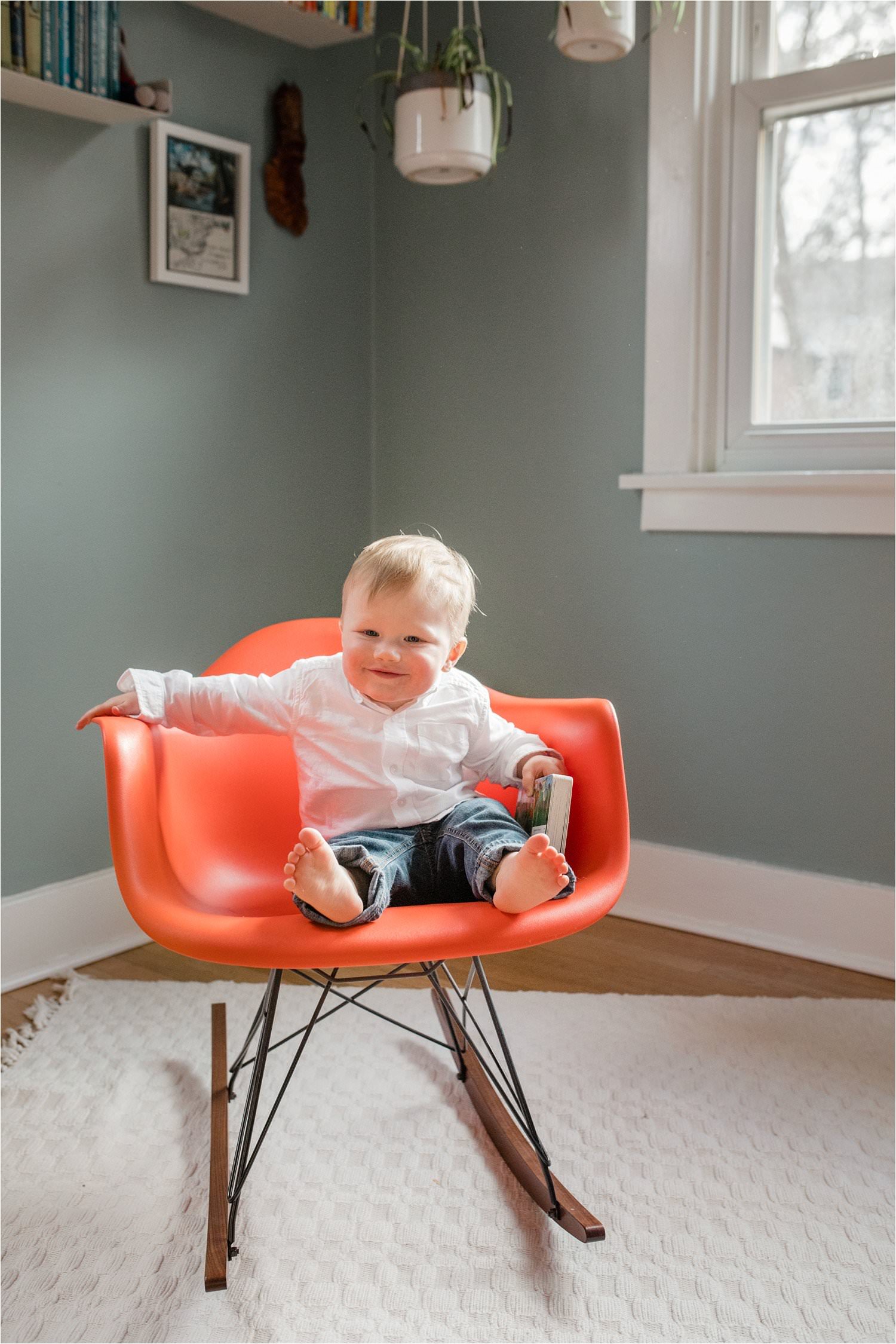 portrait of toddler in his room