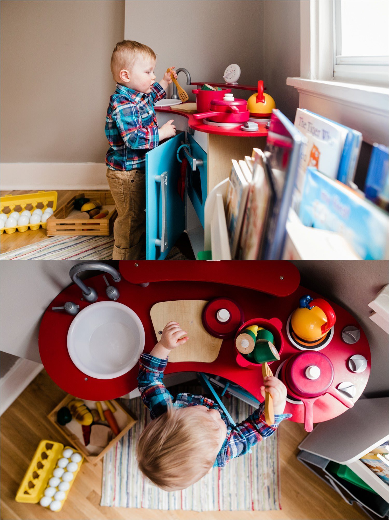 playful family photos at home