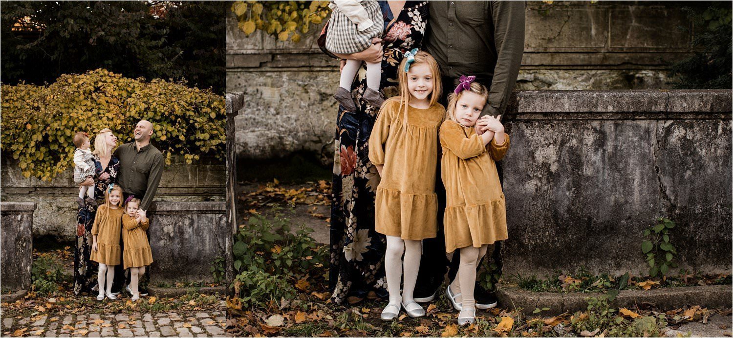 Floral rent the runway dress and mustard green wardrobe pallet or fall family session