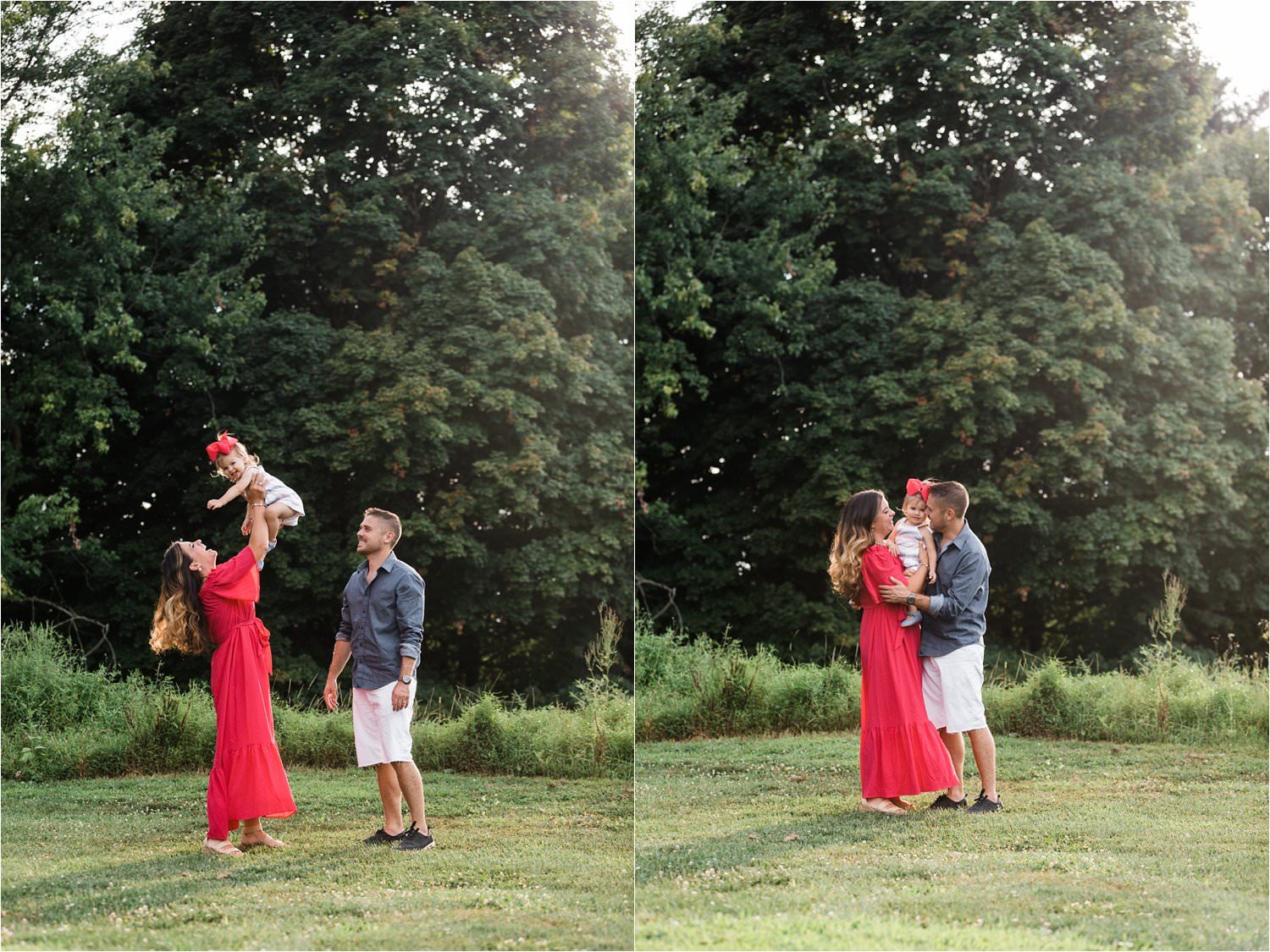 fun family photos in open field in sewickley pa