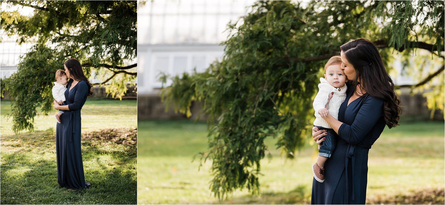 precious mother and 6 month old son images outside Phipps Conservancy