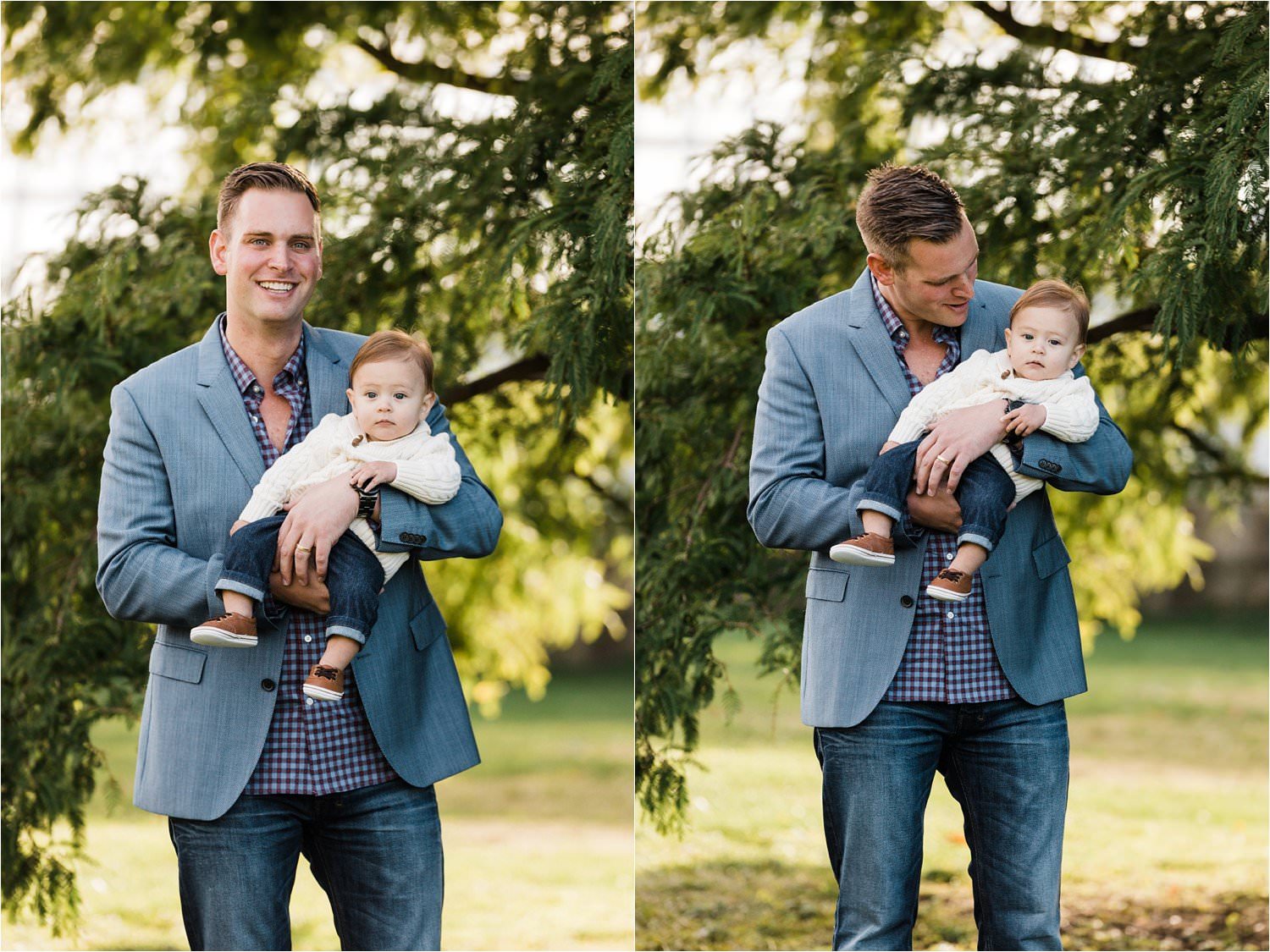 precious father and 6 month old son images outside Phipps Conservancy