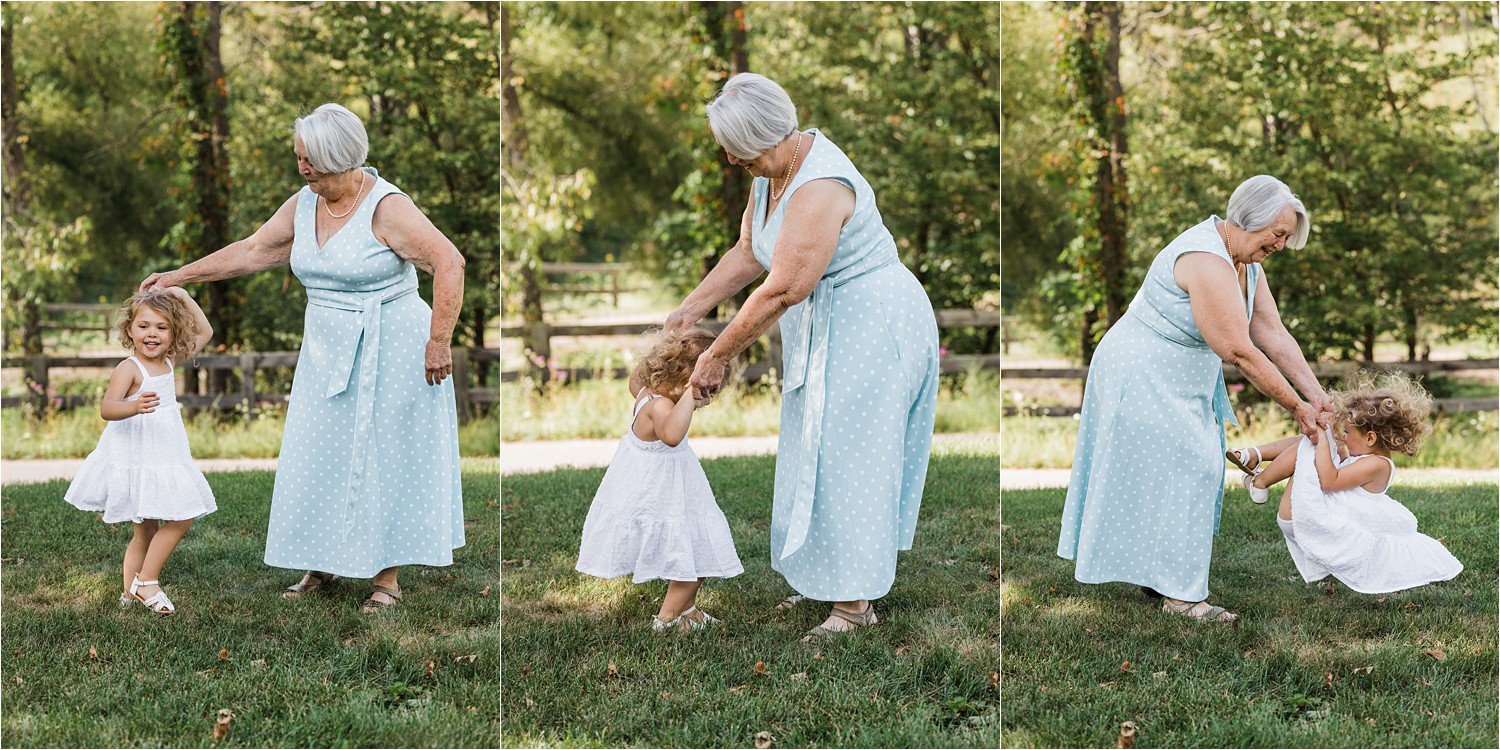 little girl dancing with her grandmother