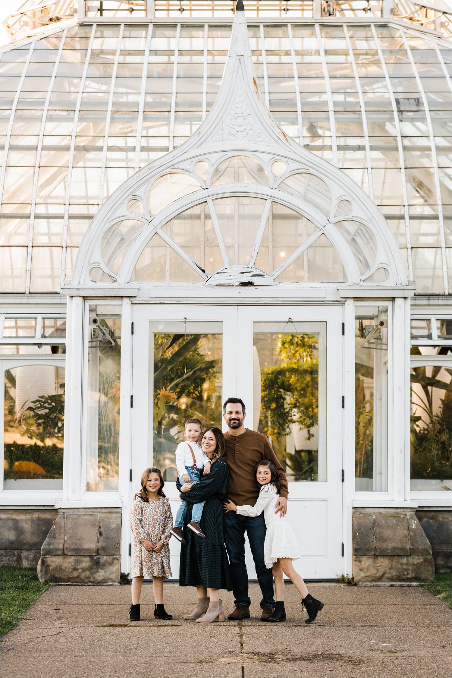 family photo outside Phipps conservatory and Botanical Gardens